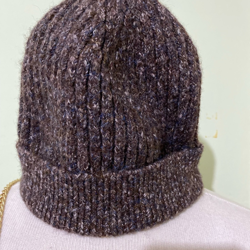 Unisex R O W M Beanie Hat Pull On Knit Cuffed Cap Lined color Brown NWT